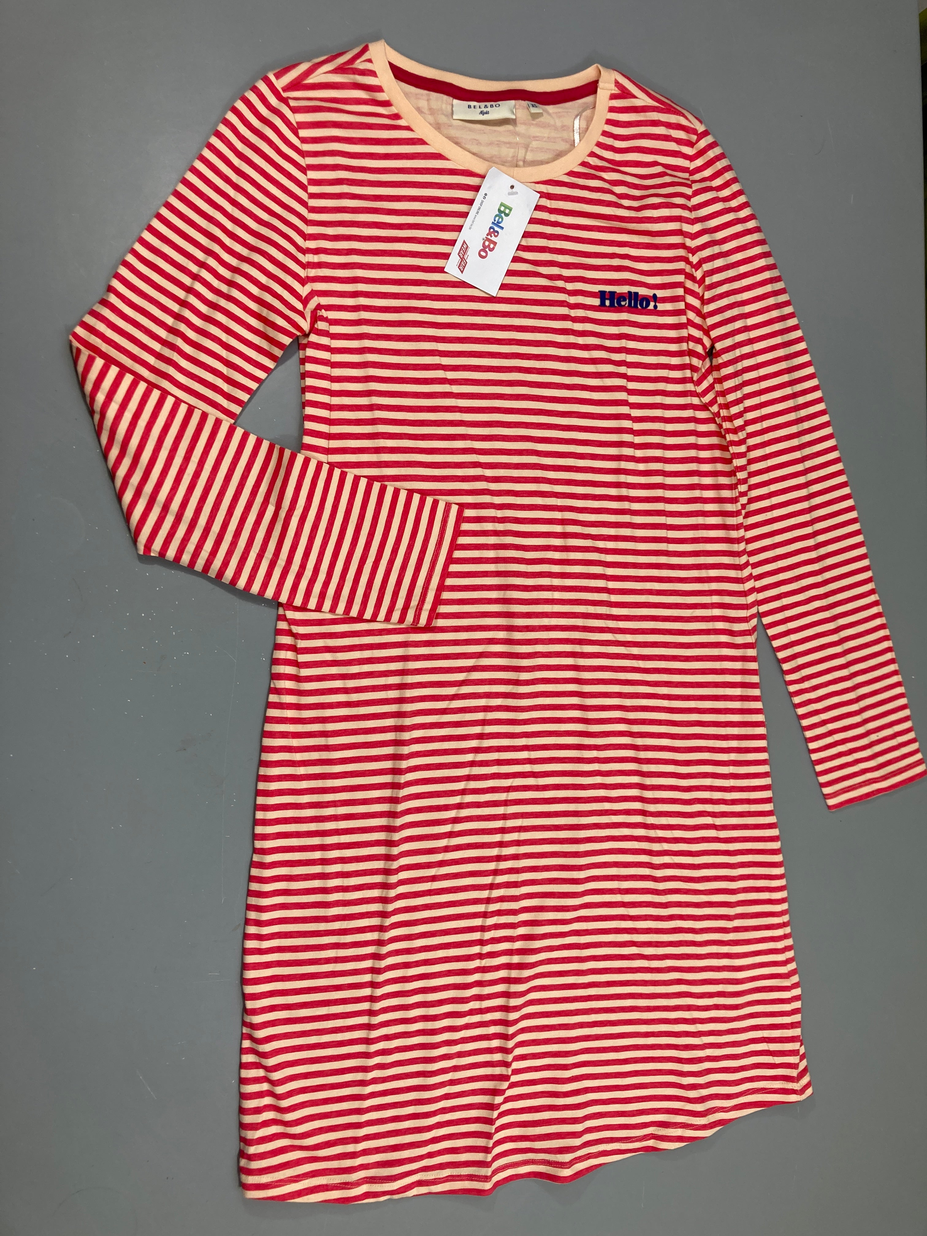 Robe de nuit ml rayé beige-rose Hello