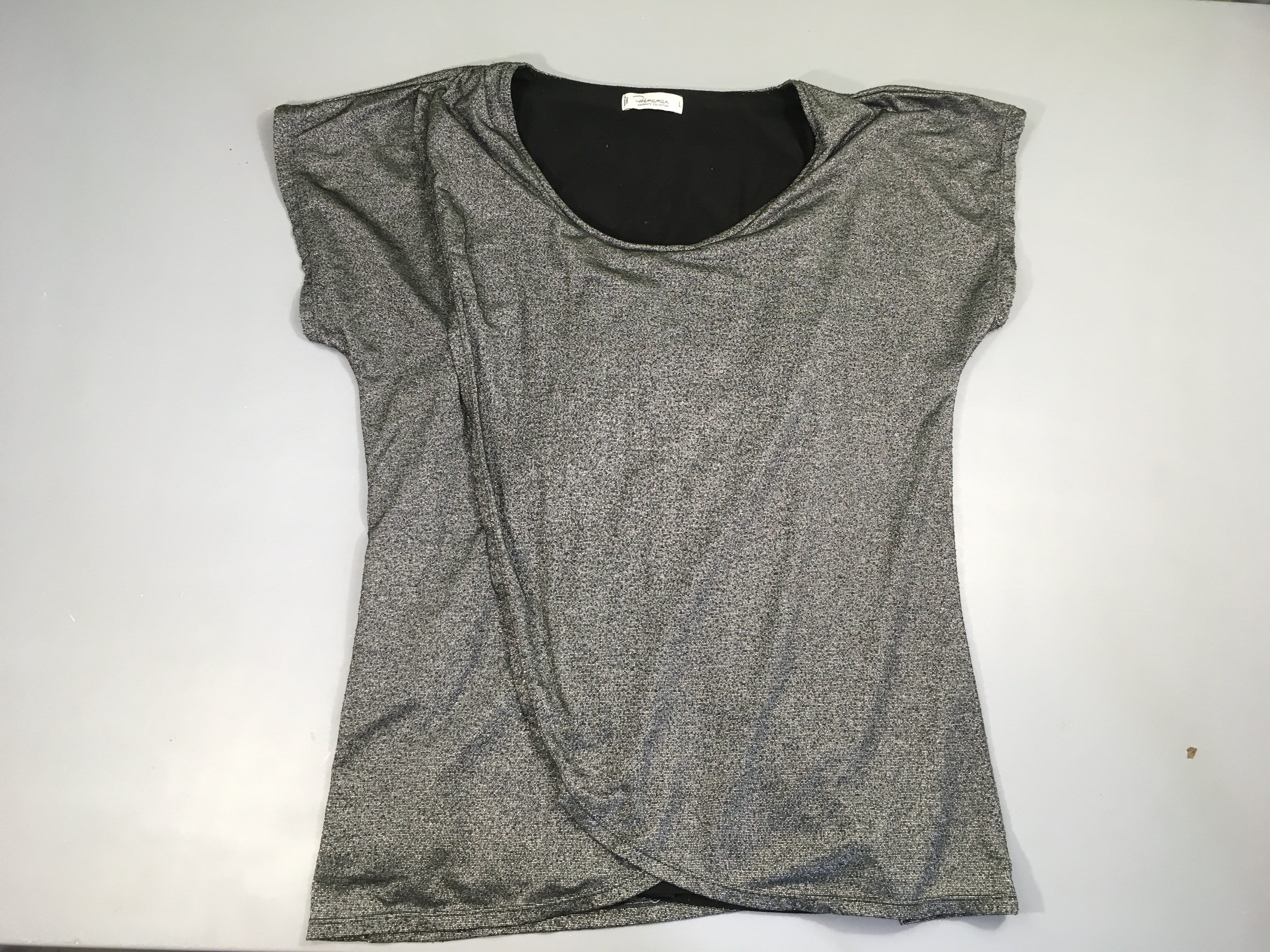 T-shirt m.c d'allaitement noir rayé irisé