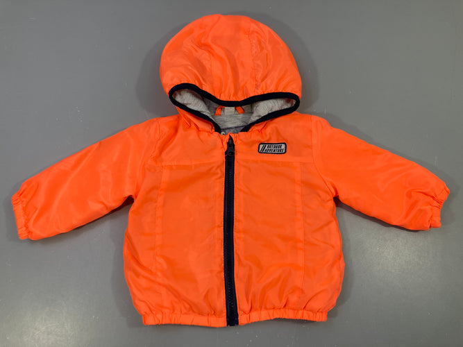 Veste coupe vent à capuche orange flash doublée jersey, moins cher chez Petit Kiwi