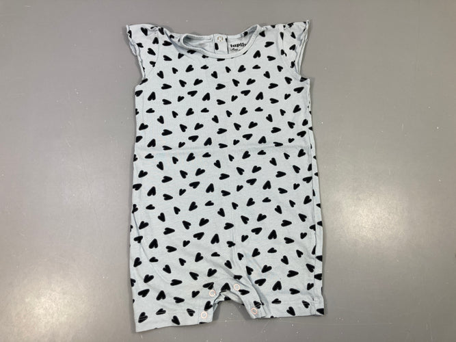 Combishort bleue coeurs noirs, moins cher chez Petit Kiwi