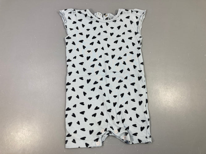 Combishort bleue coeurs noirs, moins cher chez Petit Kiwi