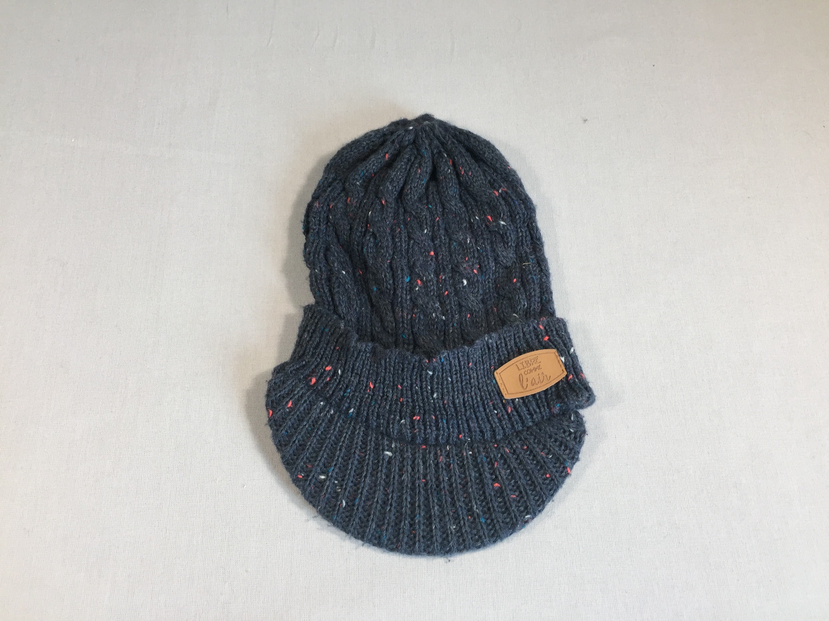 Bonnet - casquette bleu chiné doublé polar - 48cm