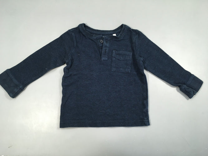 T-shirt m.l bleu foncé poche, moins cher chez Petit Kiwi