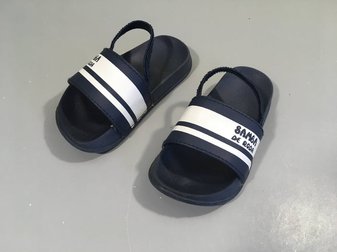 Claquettes bleu foncé-blanc Samba, moins cher chez Petit Kiwi