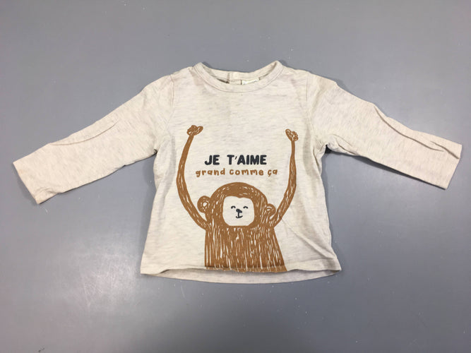 T-shirt m.l gris flammé Je t'aime, moins cher chez Petit Kiwi