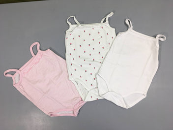 3 bodies fines bretelles blanc fleurs