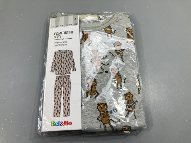 Neuf-Pyjama 2pcs jersey gris félins, moins cher chez Petit Kiwi