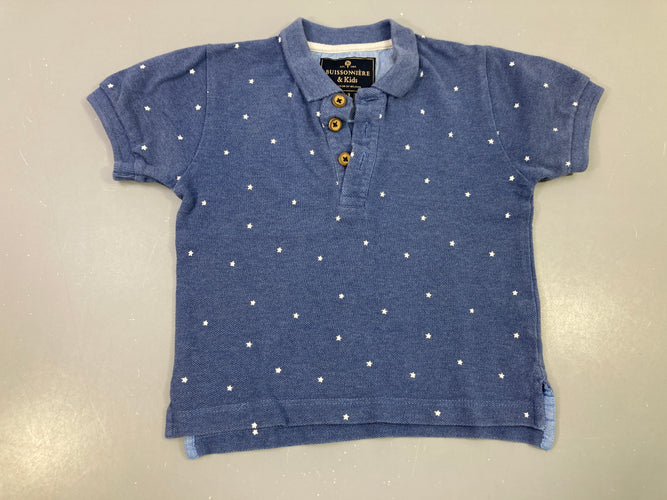 Polo m.c bleu étoiles blanches, moins cher chez Petit Kiwi