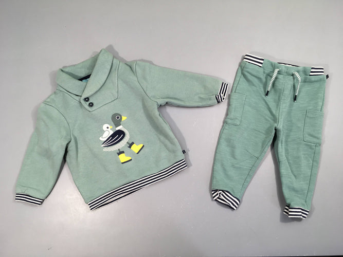Sweat vert col snood canards + Pantalon, moins cher chez Petit Kiwi