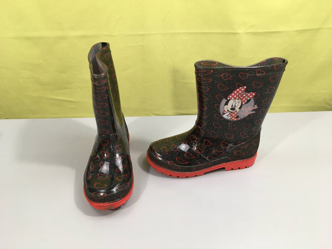 Bottes de pluie noir coeur Minnie, 29, moins cher chez Petit Kiwi