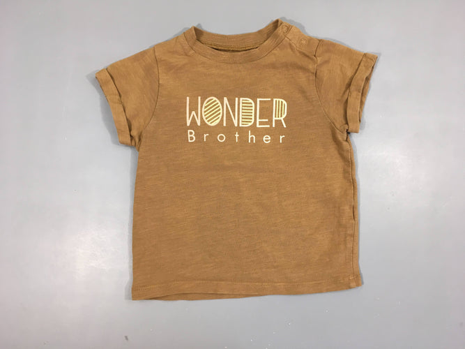 T-shirt m.c brun flammé wonder brother, moins cher chez Petit Kiwi