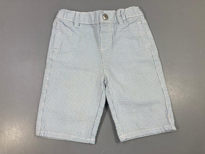 Bermuda texturé ligné blanc-bleu clair, moins cher chez Petit Kiwi