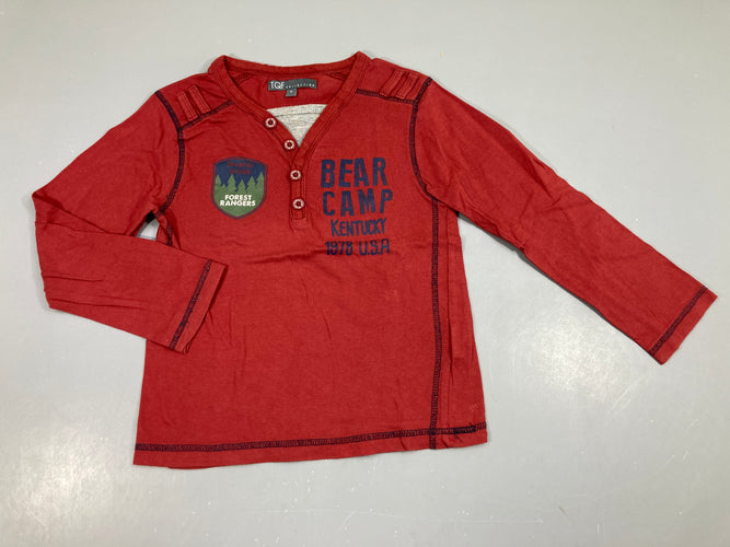 T-shirt m.l brun col V boutons, moins cher chez Petit Kiwi