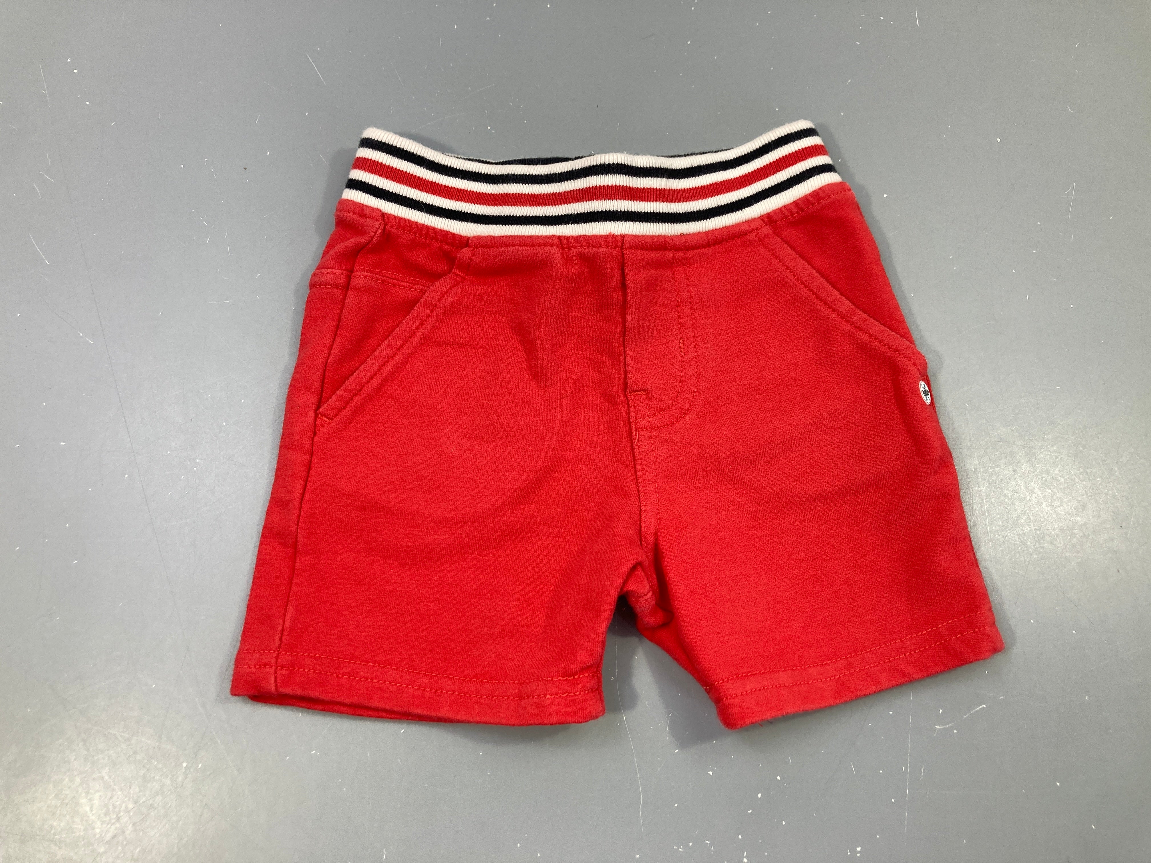 Bermuda molleton rouge Taille rayé