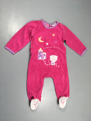 Pyjama velours rose étoiles chats, moins cher chez Petit Kiwi