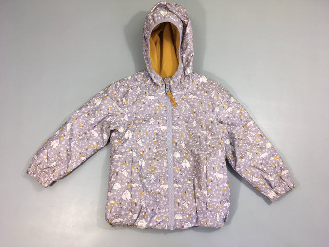 Veste à capuche lila ours polaire doublée polar moutarde A relaver!, moins cher chez Petit Kiwi