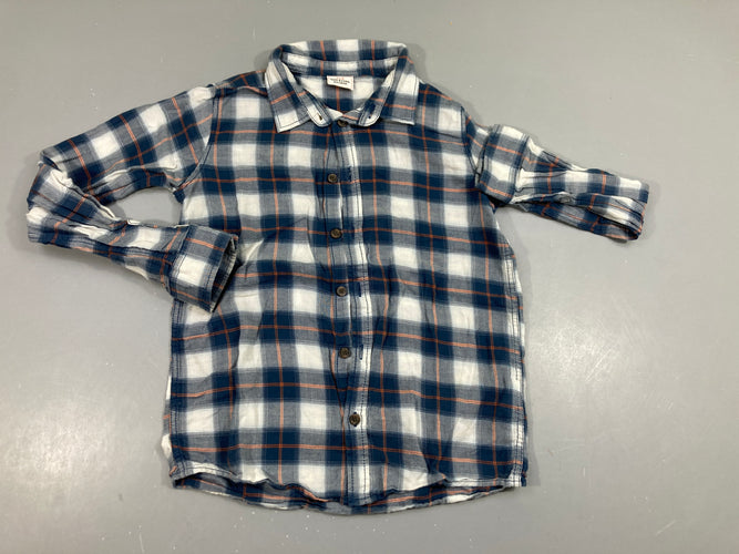 Chemise m.l à carreaux blanc bleu orange, moins cher chez Petit Kiwi