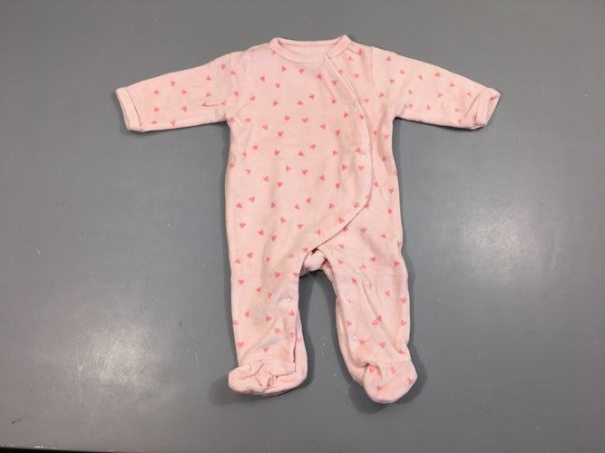 Pyjama velours rose pâle coeurs, moins cher chez Petit Kiwi