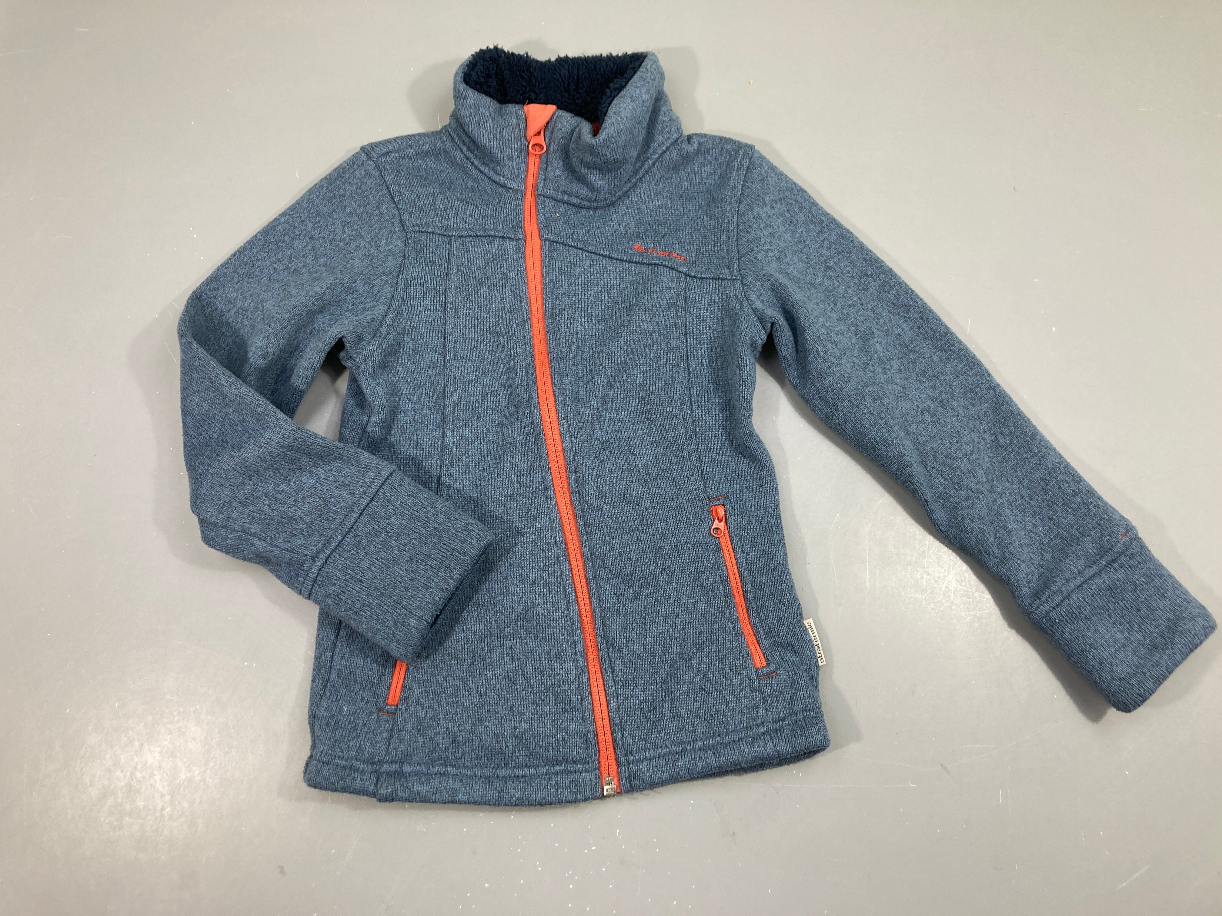 Polar zippé bleu col doublé peluche