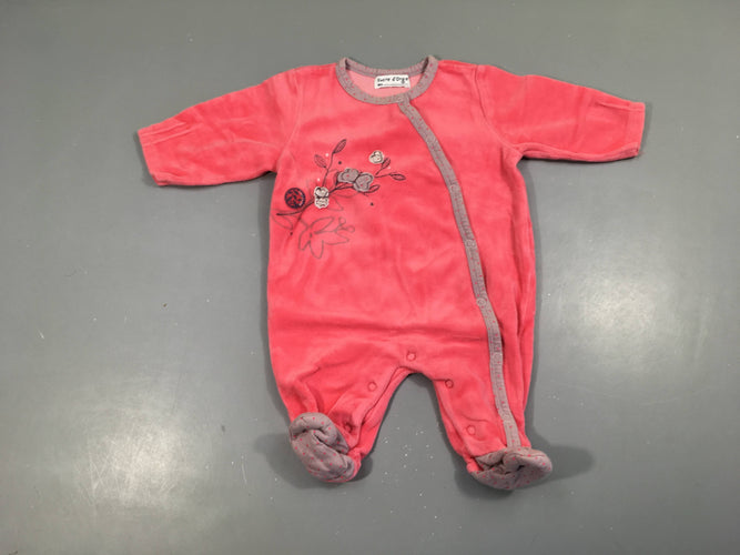 Pyjama velours rose fleurs, moins cher chez Petit Kiwi