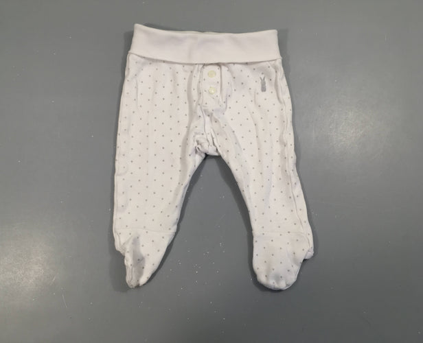 Pantalon à pieds jersey blanc pois, moins cher chez Petit Kiwi