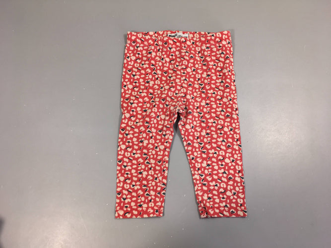 Legging rouge pâle fleuri, moins cher chez Petit Kiwi