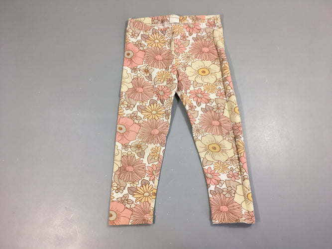 Legging écru fleuri rose-Légèrement souillé genouD, moins cher chez Petit Kiwi