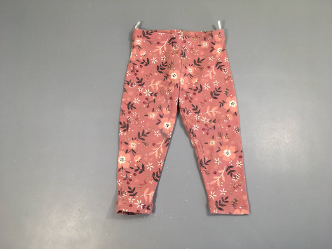 Legging molleton rose fleuri doré pailleté, moins cher chez Petit Kiwi