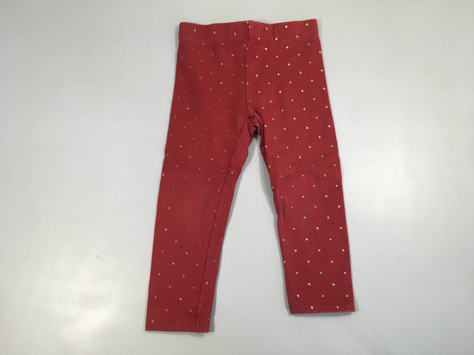Legging molleton rouge pois dorés, moins cher chez Petit Kiwi
