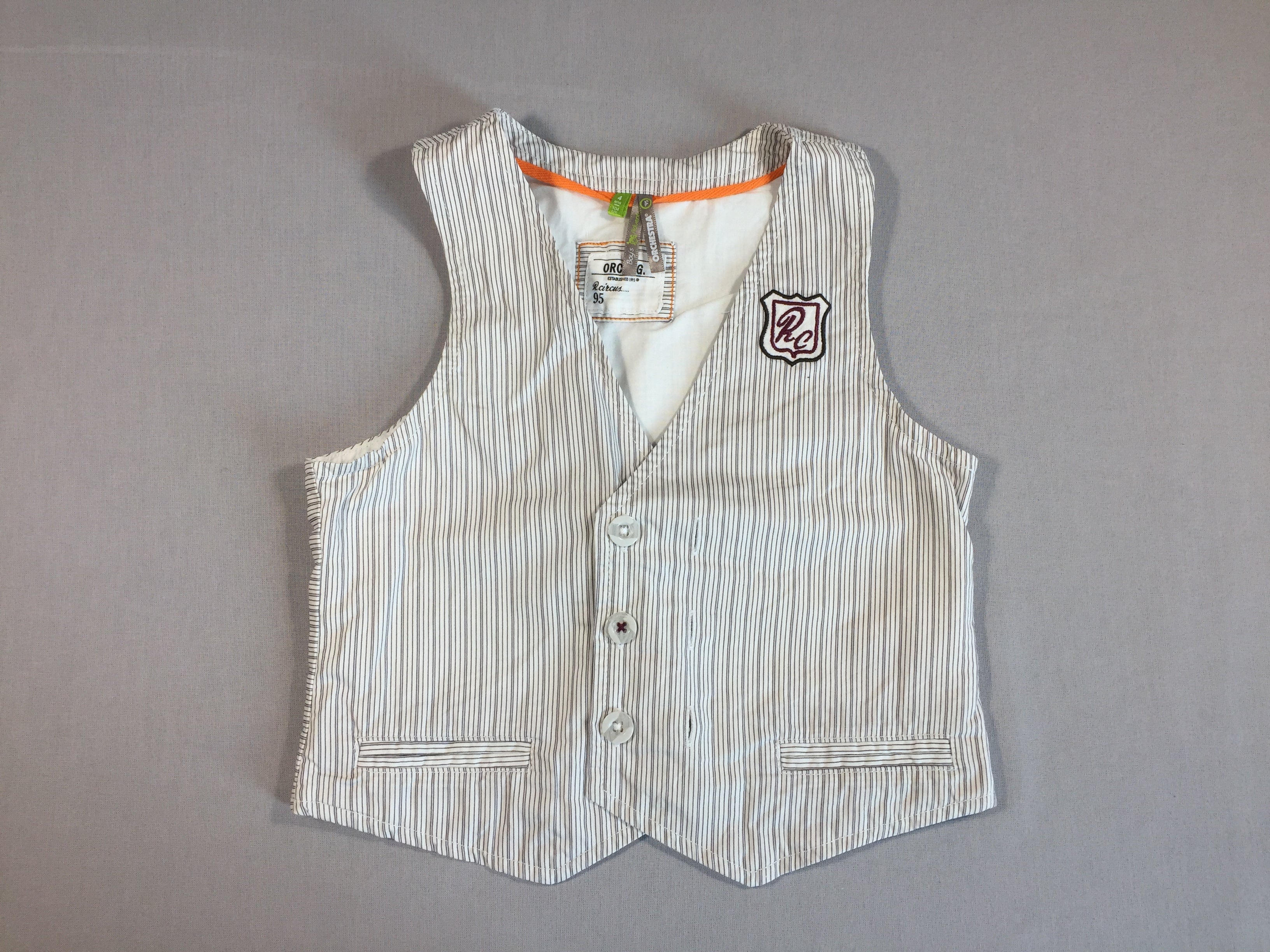 Gilet s.m  en coton blanc ligné