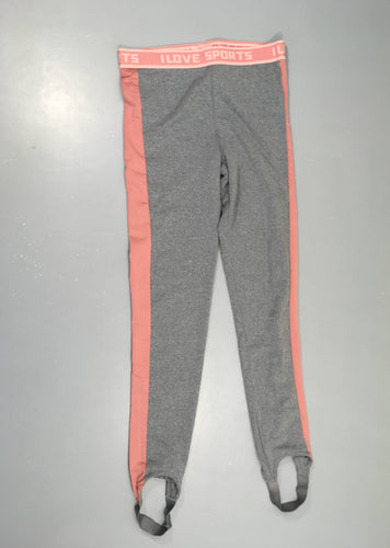 Legging de sport gris chiné/rose, moins cher chez Petit Kiwi