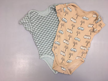 Lot de 2 bodies m.c beige vans/bleu carreaux
