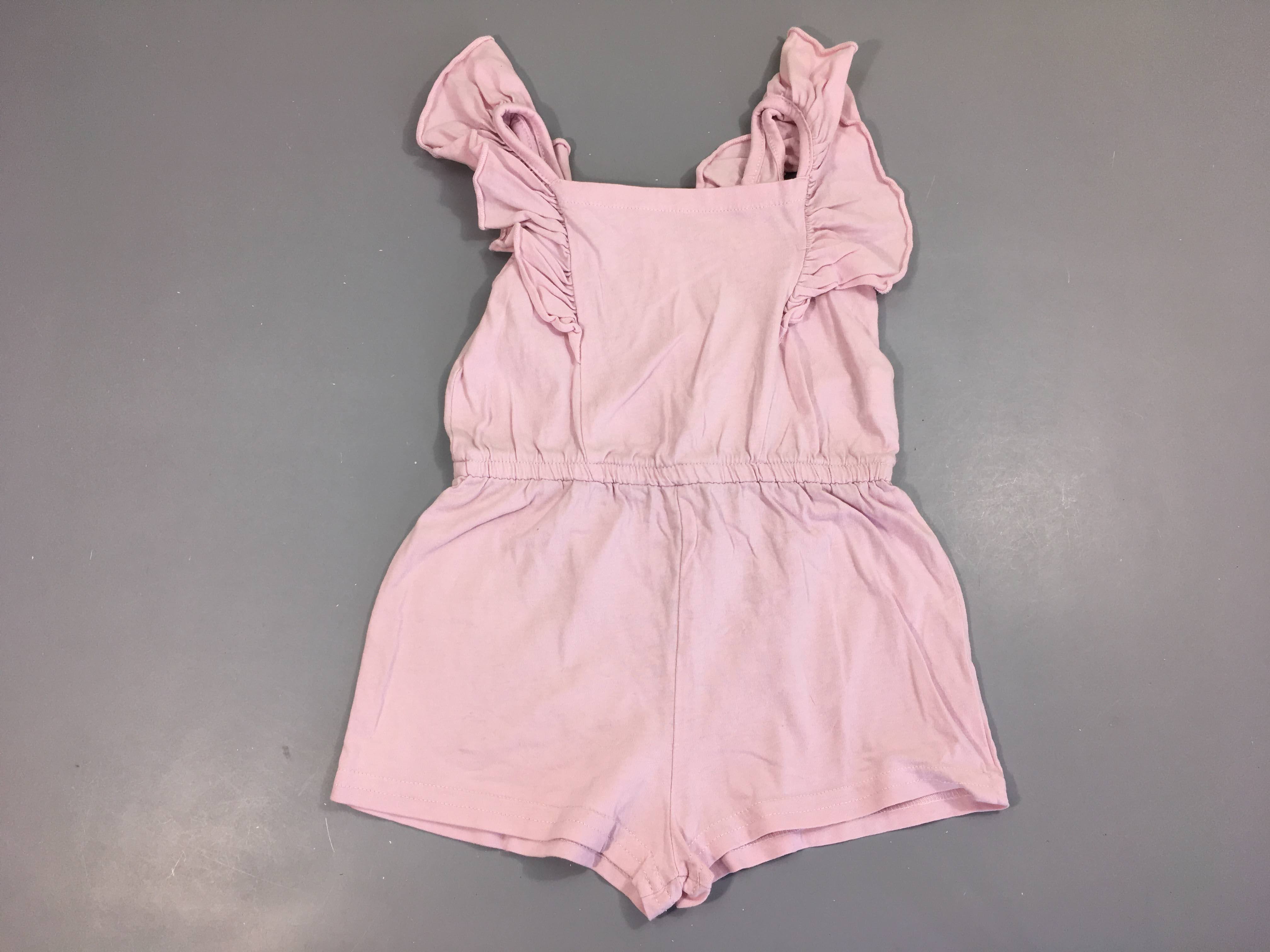 Combishort jersey rose pâle froufrou manches