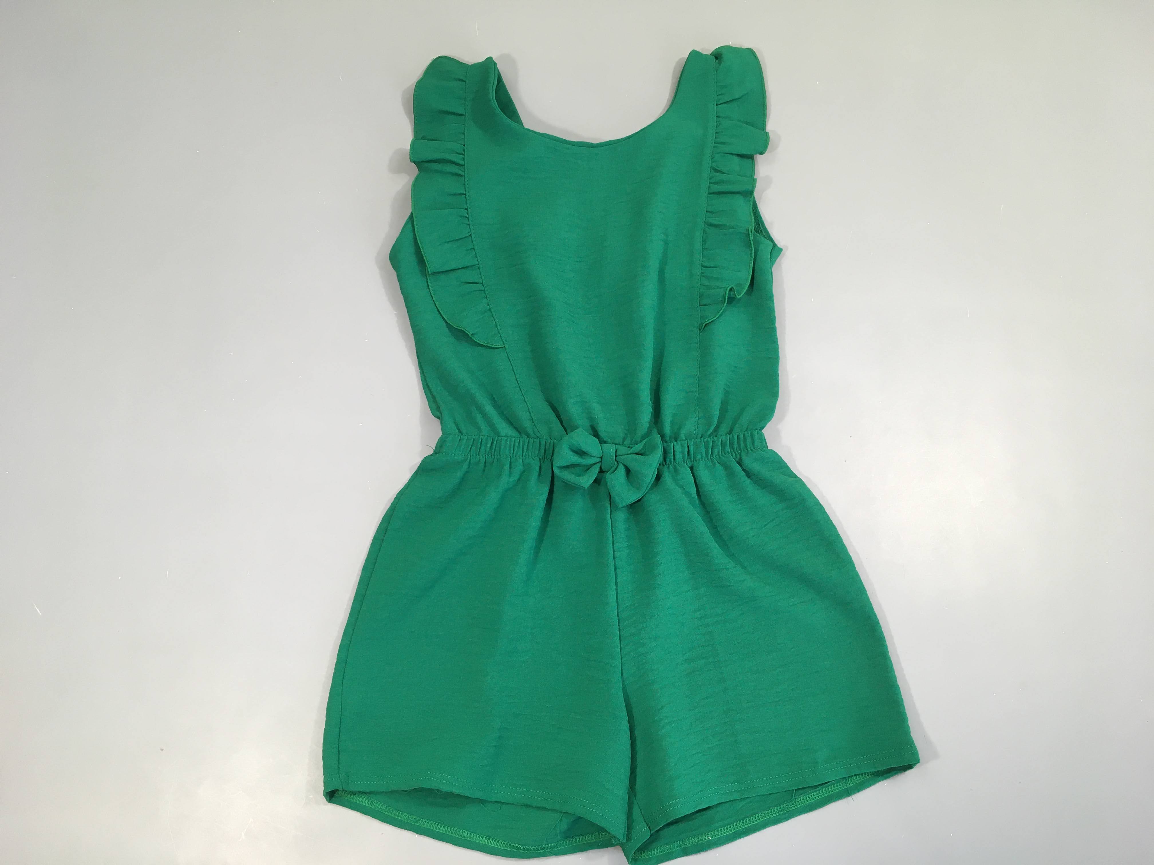 Combishort vert texturé froufrou épaules