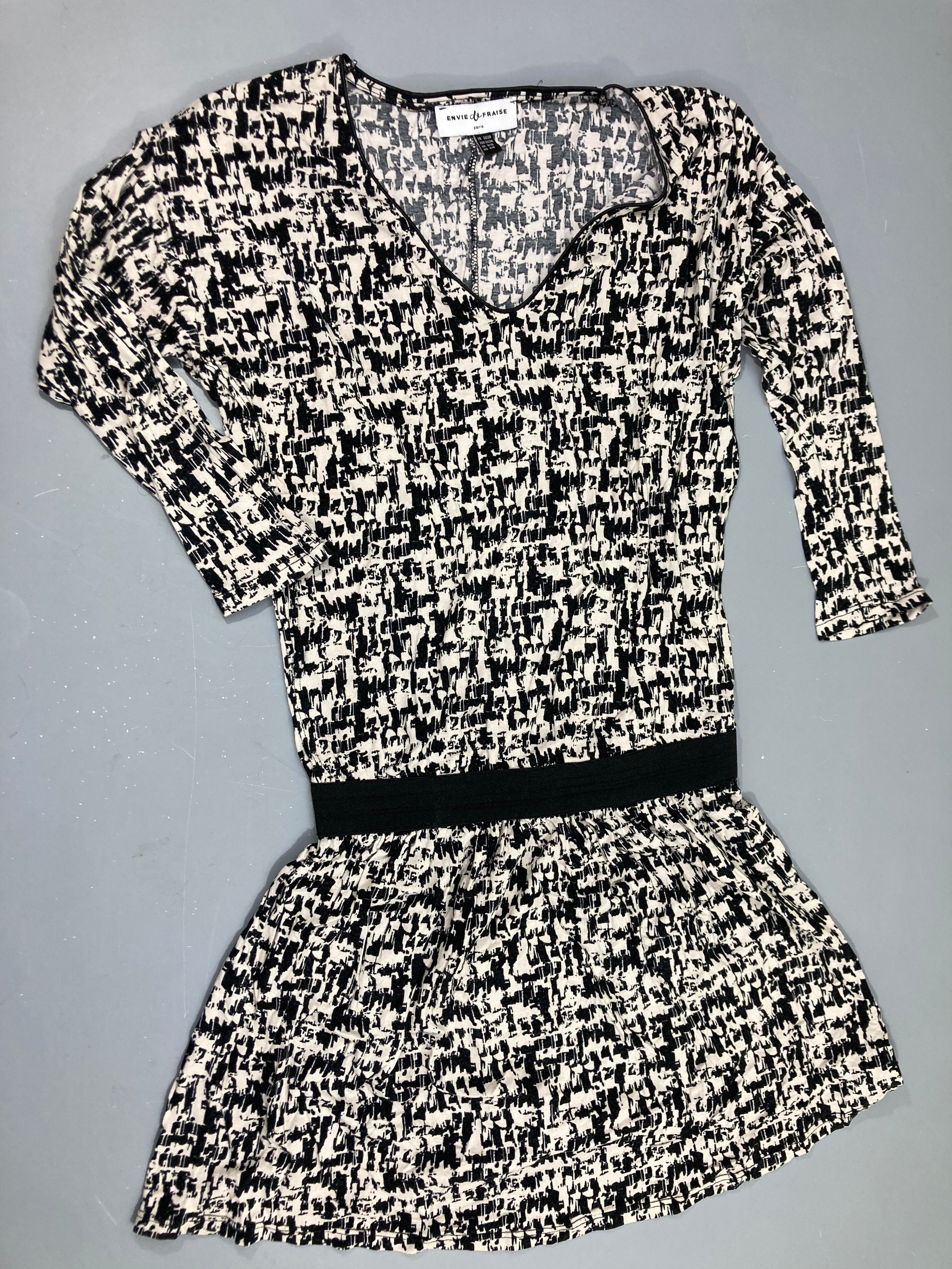 Tunique jersey beige/noir motifs