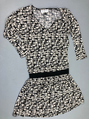 Tunique jersey beige/noir motifs, moins cher chez Petit Kiwi