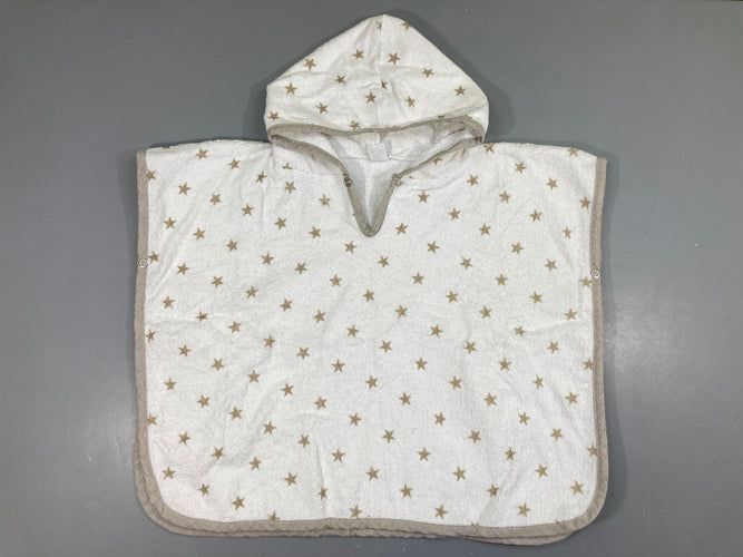 Poncho de bain blanc/beige étoiles, moins cher chez Petit Kiwi