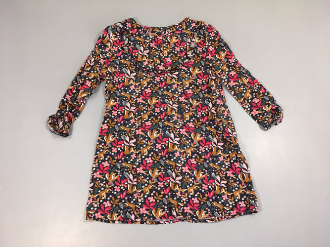 Robe m.l bleu marine motifs rose-ocre, moins cher chez Petit Kiwi