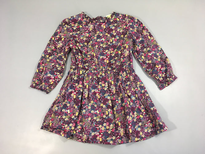 Robe m.l aubergine fleuri jaune, moins cher chez Petit Kiwi