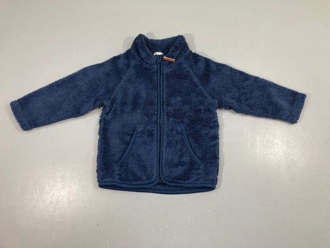 Sweat zippé velours bleu foncé, moins cher chez Petit Kiwi
