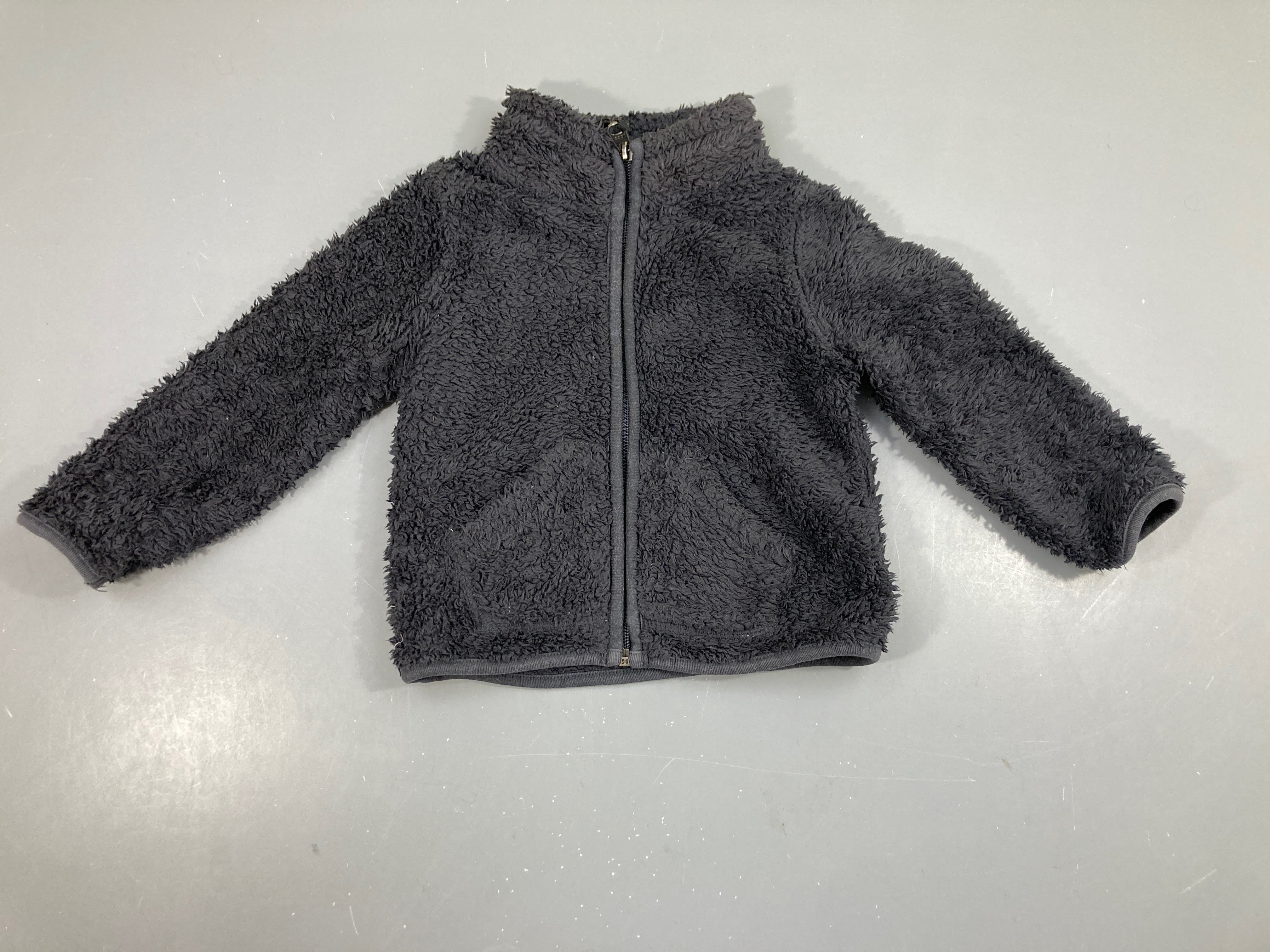 Sweat zippé velours gris foncé