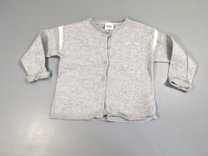Gilet gris cils irisé épaules Légèrement buloché, moins cher chez Petit Kiwi