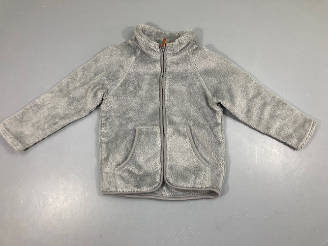 Sweat zippé velours gris, moins cher chez Petit Kiwi