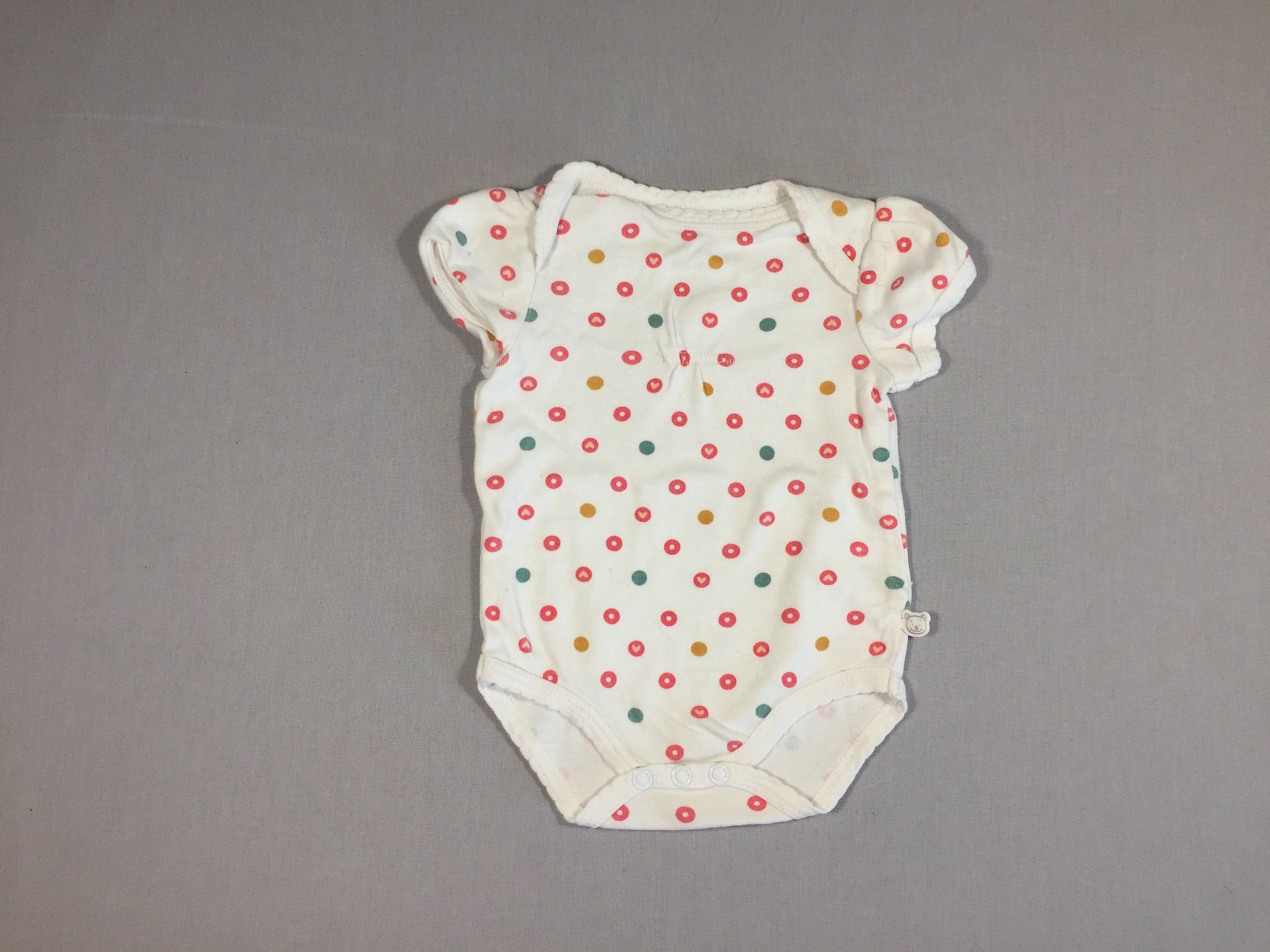 Body m.c blanc - ronds de couleur
