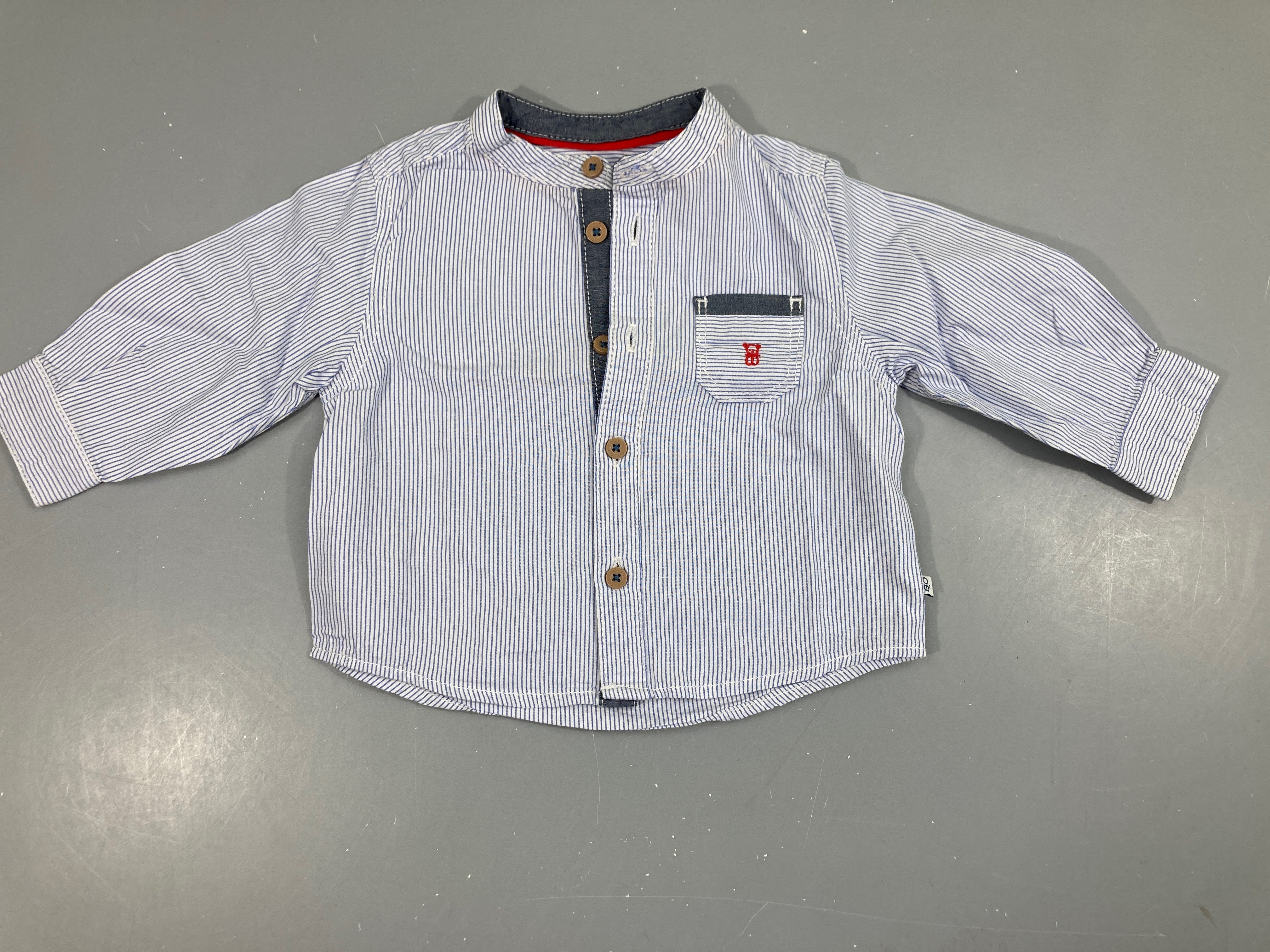 Chemise m.l lignée blanc/bleu poche