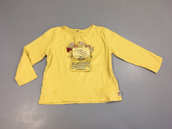 T-shirt m.l jaune machineà écrire, moins cher chez Petit Kiwi