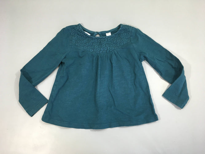 T-shirt m.l vert foncé flammé broderie haut, moins cher chez Petit Kiwi