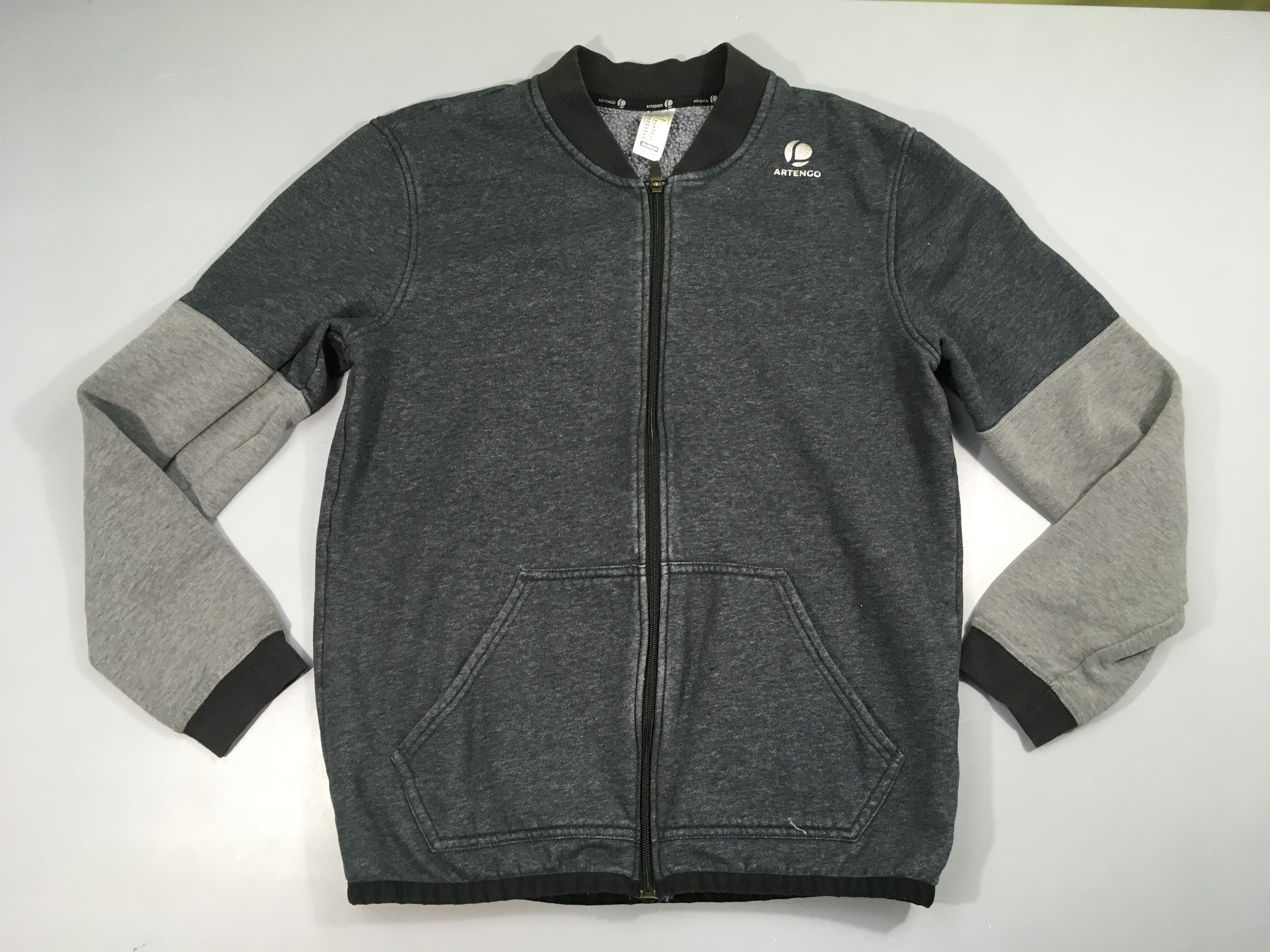 Sweat zippé molleton gris Artengo