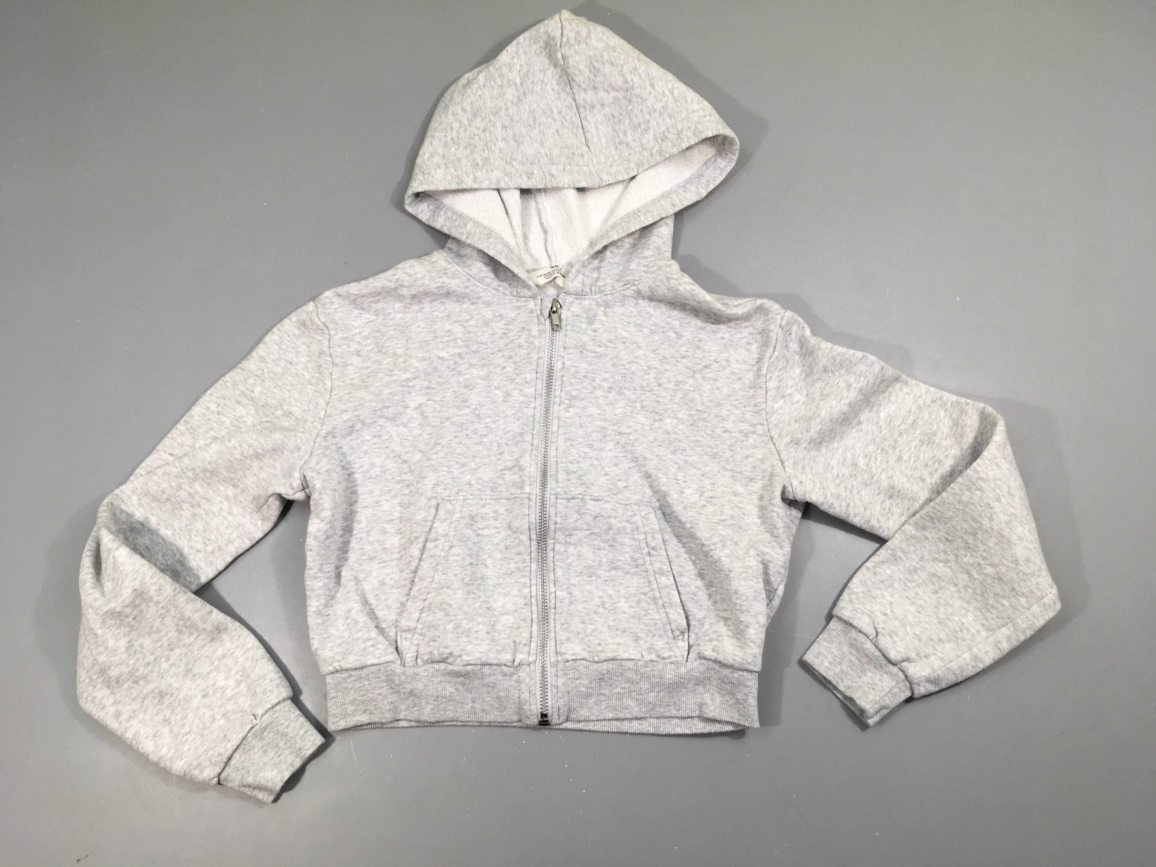 Sweat court zippé à capuche gris chiné