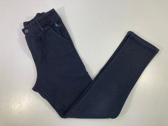 Pantalon molleton texturé bleu marine, bouloché, moins cher chez Petit Kiwi